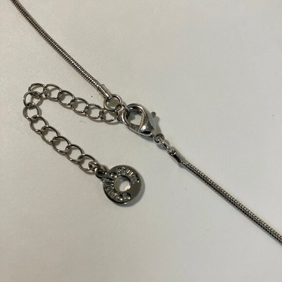 Equilibrium Necklace Purple Pink Crystal Stone Silver Metal Circles Snake Chain - Picture 8 of 12